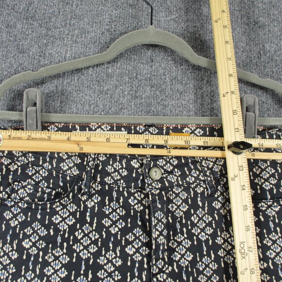 Pilcro Pants Women 28 Black Geometric Ankle Zip Serif Stretch Anthro Fit 30x28 - Picture 9 of 16